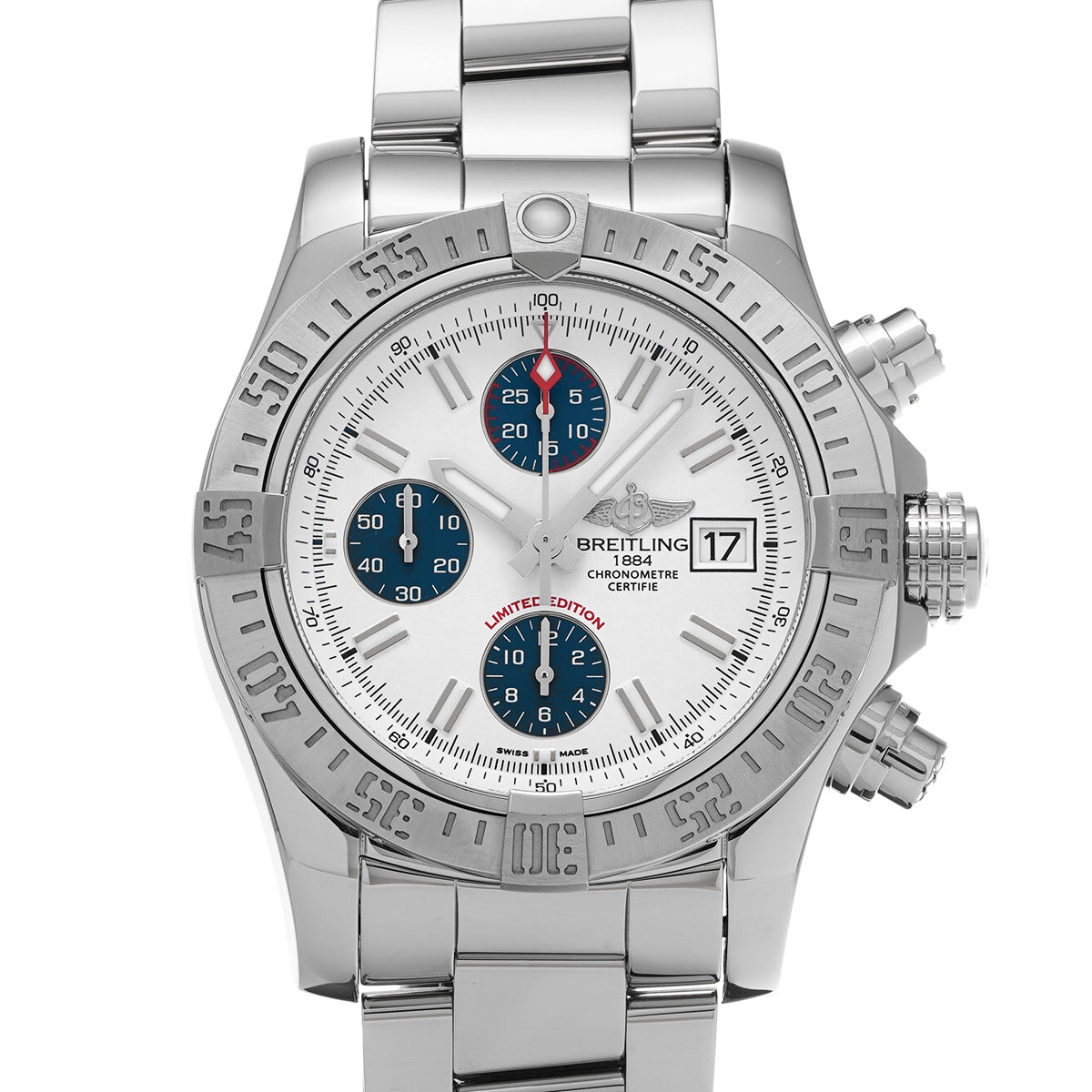 Avenger II A133813K/A760 White/Blue BREITLING Men's [Pre-Owned].