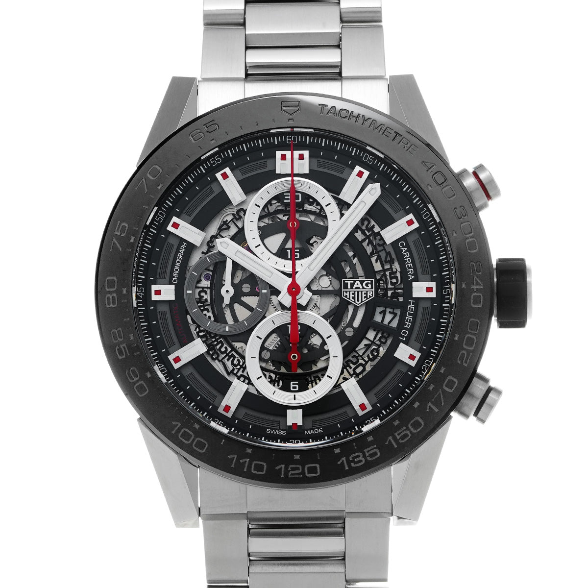 CARRERA CALIBRE HEUER 01 Chronograph CAR2A1W.BA0703 Black TAG HEUER Men's [Pre-Owned].