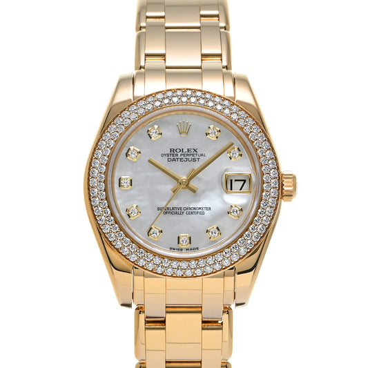 Datejust Pearlmaster 34 81338 Random Serial White MOP ROLEX Ladies [Pre-Owned].