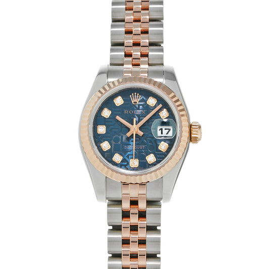 DATE JUST 179171G (manufactured circa 2005) Blue Computer/Diamond ROLEX Ladies [Pre-Owned].