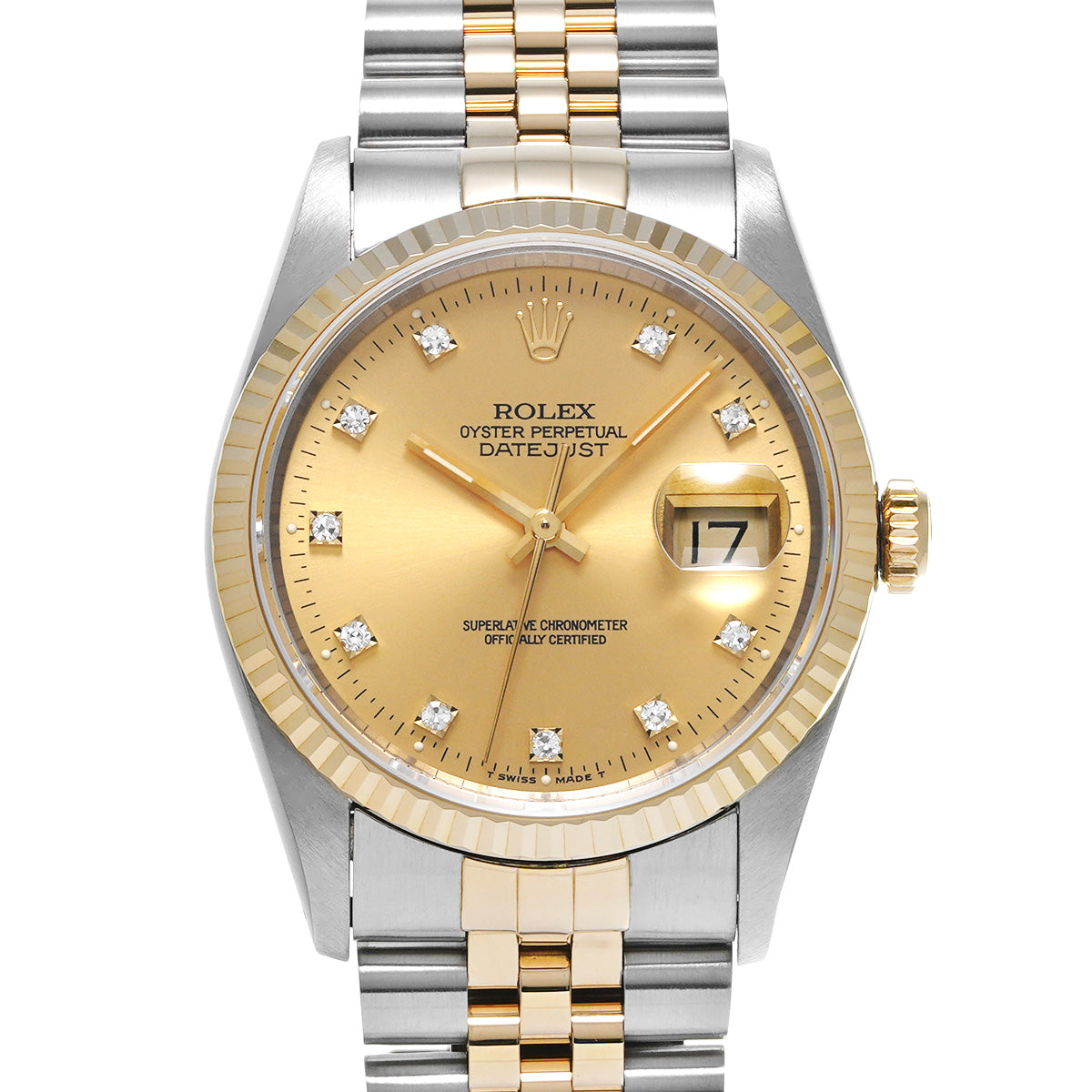 DATE JUST 16233G X (manufactured circa 1991) Champagne/Diamond ROLEX Men's [Pre-Owned].