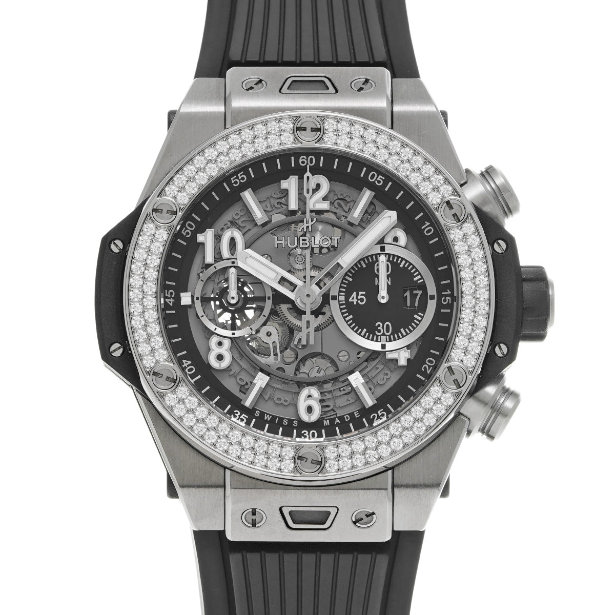 Big Bang Unico Titanium Diamond 421.NX.1170.RX.1104 Black Skeleton HUBLOT Men's [Pre-owned]