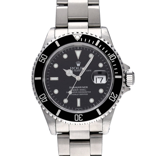 Submariner Date 16610 T (manufactured circa 1997) Black ROLEX Men's [Pre-Owned].