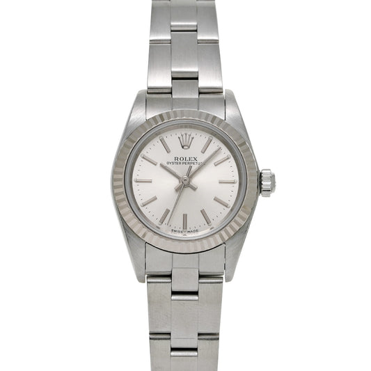 76094 Oyster Perpetual 24 K (manufactured circa 2001) Silver ROLEX Ladies [Pre-owned].