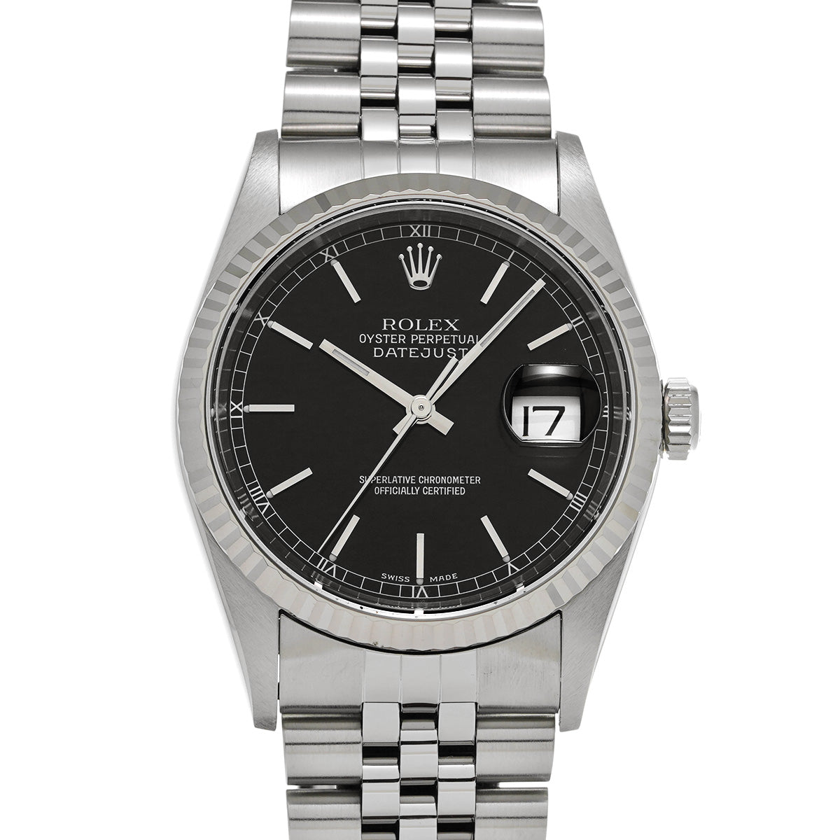 DATE JUST 16234 K (manufactured circa 2001) Black ROLEX Men's [Pre-Owned].