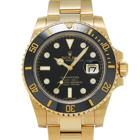 Submariner Date 116618GLN V (manufactured circa 2008) Black/Diamond ROLEX Men's [Pre-Owned].