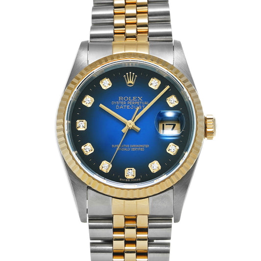 Datejust 16233G T (manufactured circa 1997) Blue Gradation/Diamond ROLEX Men's [Pre-Owned].