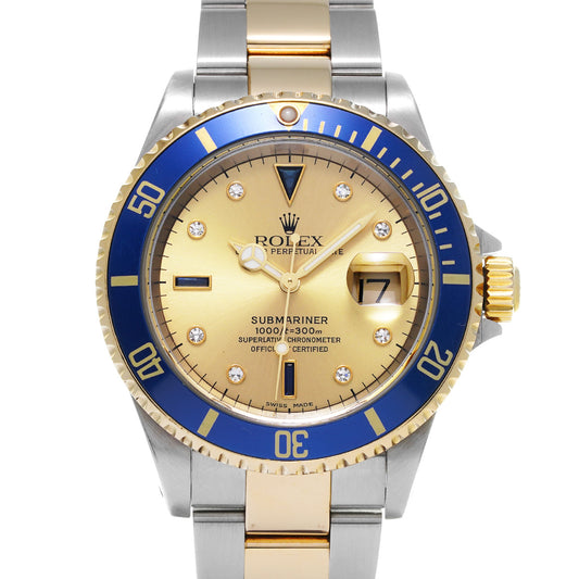 Submariner Date 16613SG P (manufactured circa 2000) Champagne/Sapphire/Diamond ROLEX Men's [Pre-Owned].