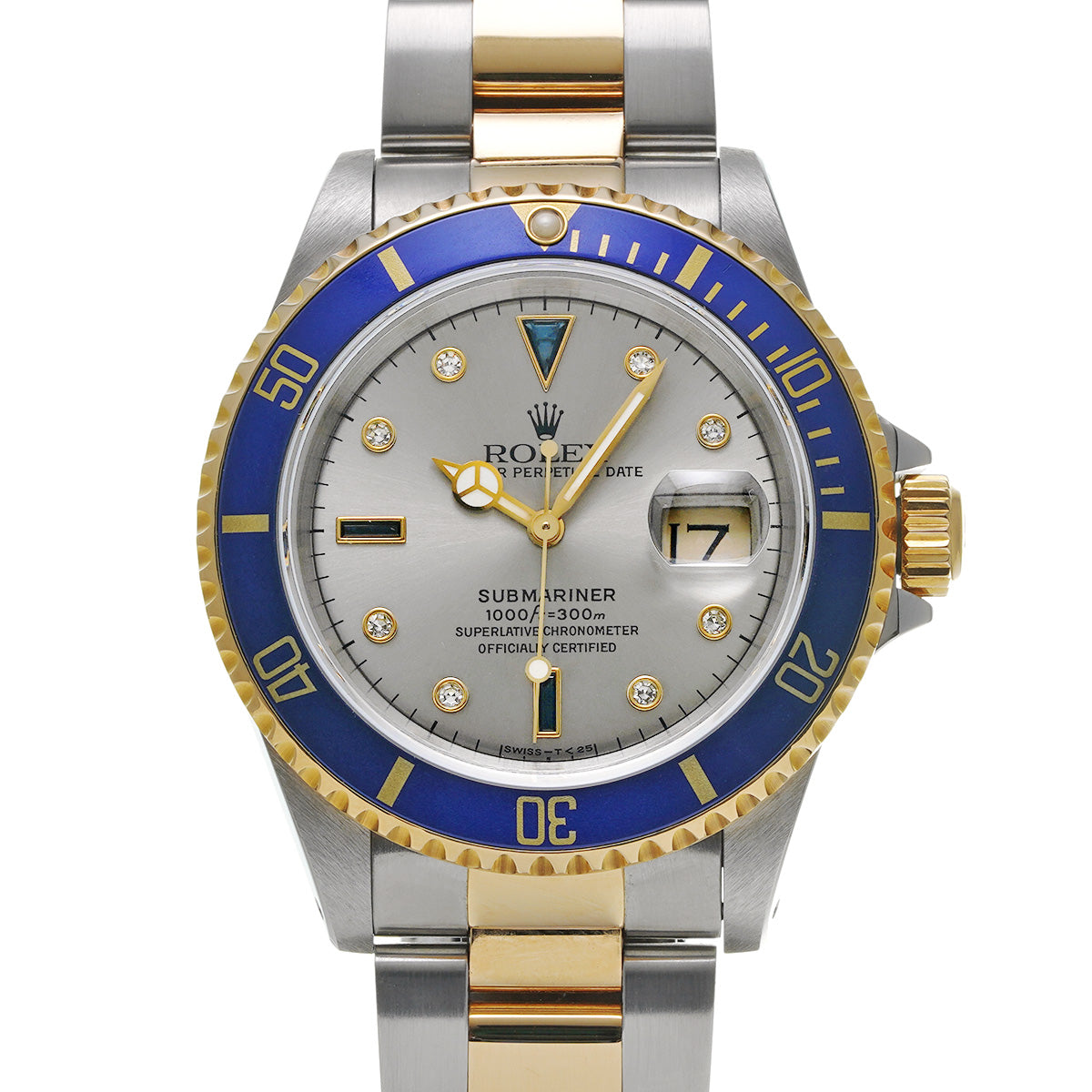 Submariner Date 16613SG X (manufactured circa 1993) Gray/Sapphire/Diamond ROLEX Men's [Pre-Owned].