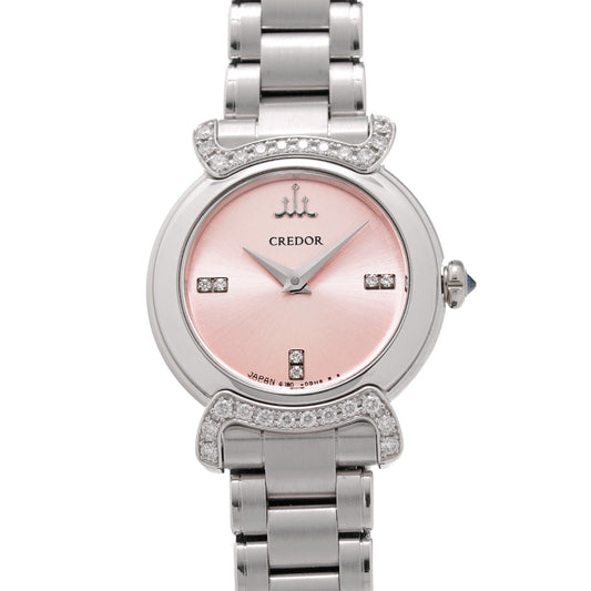 Credor Luxury Linea Lux GTAW963 Pink/Diamond SEIKO Ladies [Pre-Owned].