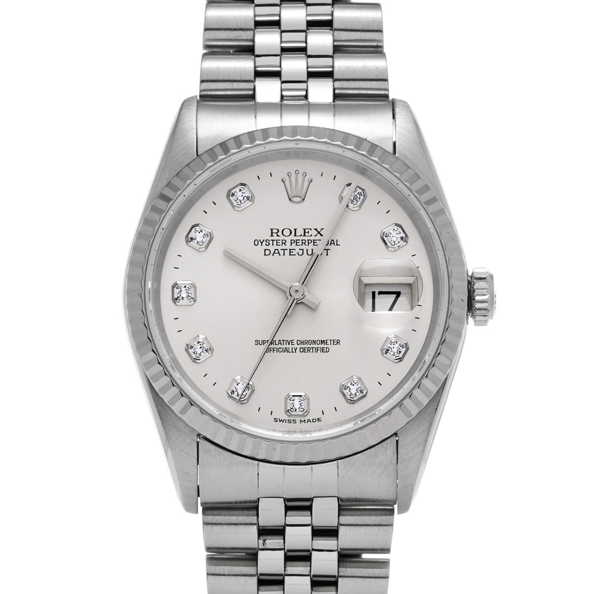 DATE JUST 16234G W (made around 1995) Silver/Diamond ROLEX Men's [Pre-Owned].