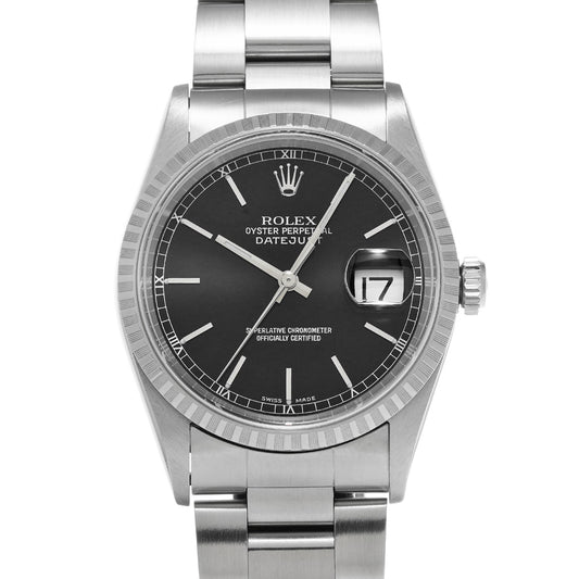 DATE JUST 16220 A (manufactured circa 1999) Black ROLEX Men's [Pre-Owned].