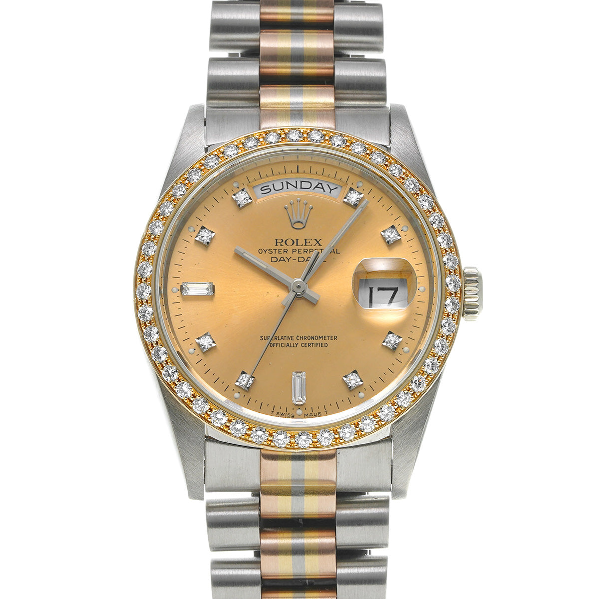 Day Date 18349A BIC No. L (manufactured circa 1988) Champagne/Diamond ROLEX Men's [Pre-Owned].