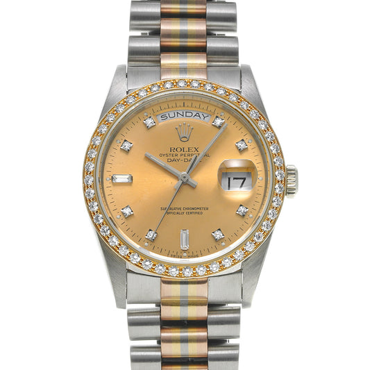 Day Date 18349A BIC No. L (manufactured circa 1988) Champagne/Diamond ROLEX Men's [Pre-Owned].