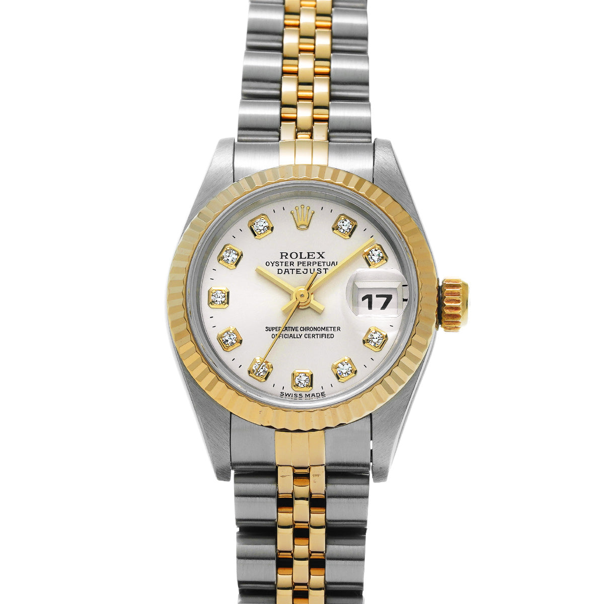 DATE JUST 69173G T (manufactured circa 1996) Silver/Diamond ROLEX Ladies [Pre-Owned].