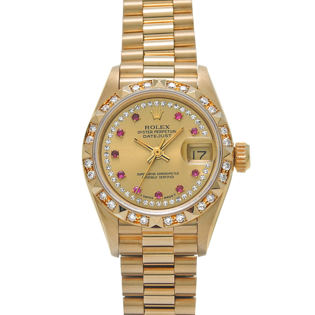 Datejust 69258G E (manufactured circa 1990) Champagne / Diamonds / Pink Sapphire ROLEX Ladies [Pre-owned].