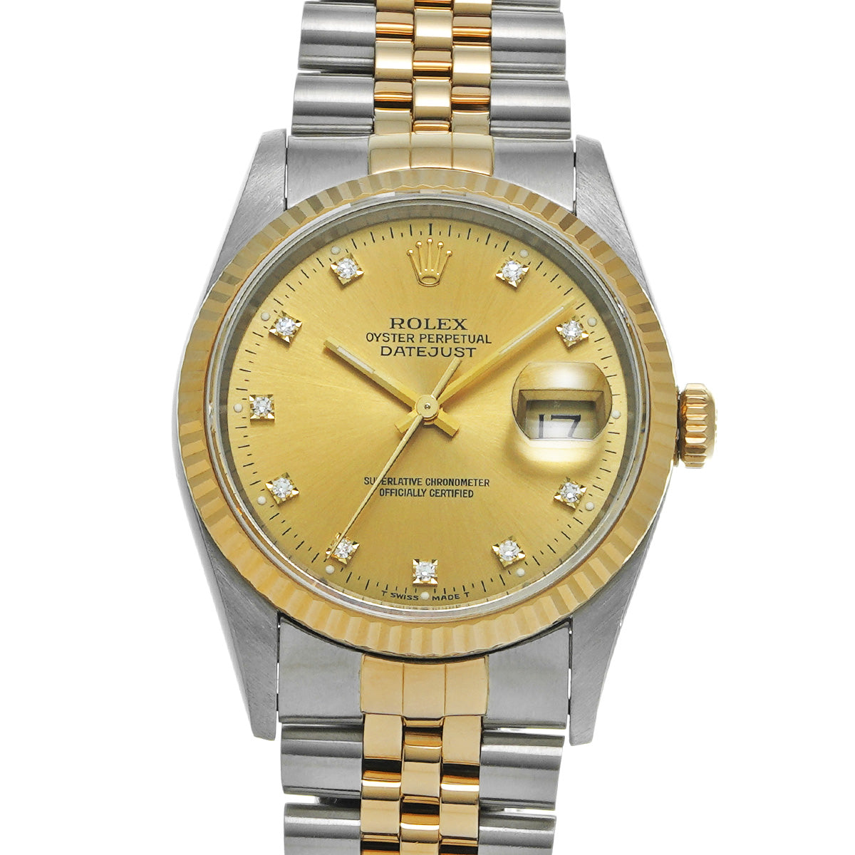 Datejust 16233G S (manufactured circa 1993) Champagne/Diamond ROLEX Men's [Pre-Owned].