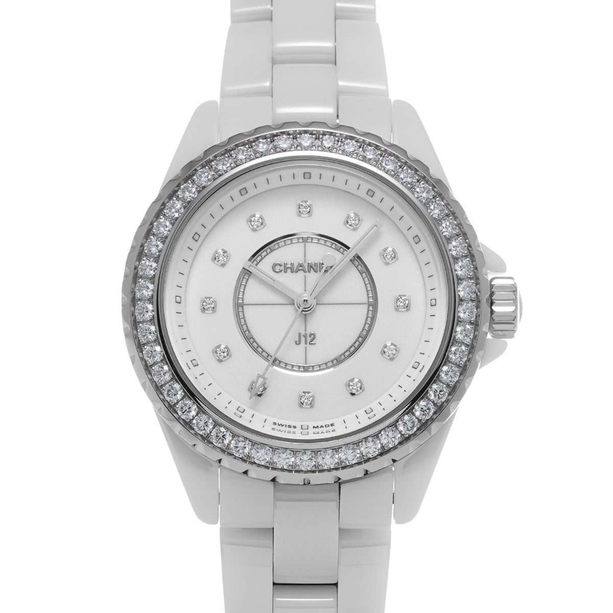 J12 33MM H6418 White/Diamond CHANEL Ladies [Pre-owned].