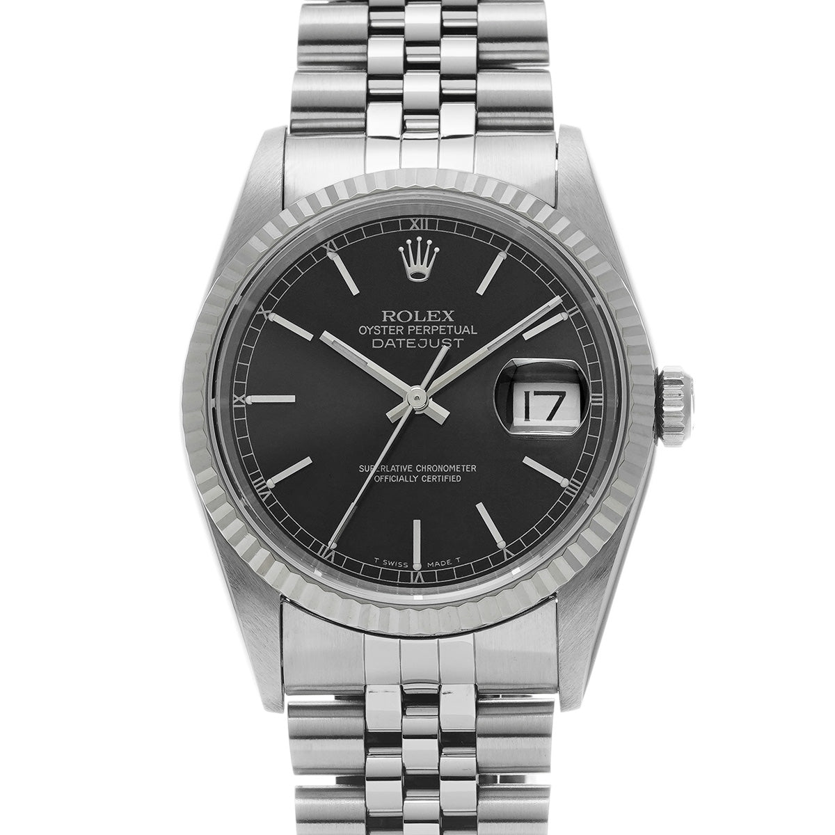 DATE JUST 16234 T (manufactured circa 1997) Black ROLEX Men's [Pre-Owned].