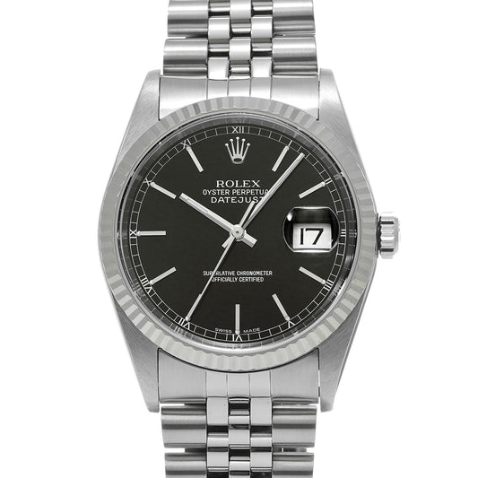 DATE JUST 16234 F (manufactured circa 2003) Black ROLEX Men's [Pre-Owned].