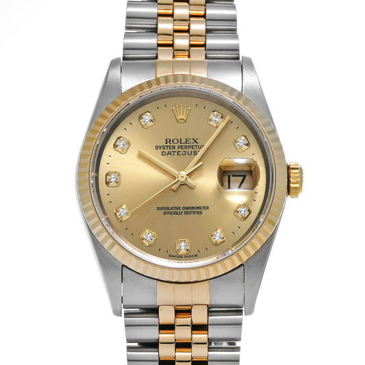 Datejust 16233G T (manufactured circa 1996) Champagne/Diamond ROLEX Men's [Pre-Owned].