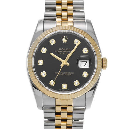 DATE JUST 116233G G (made around 2010) Black/Diamond ROLEX Men's [Pre-Owned].