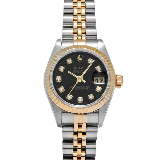 DATE JUST 69173G W (manufactured circa 1995) Black/Diamond ROLEX Ladies [Pre-Owned].