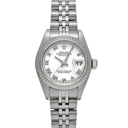 DATE JUST 79174 F (manufactured circa 2003) White ROLEX Ladies [Pre-Owned].