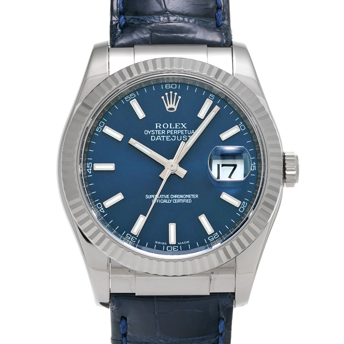 DATE JUST 116139 F (manufactured circa 2004) Blue ROLEX Men's [Pre-Owned].