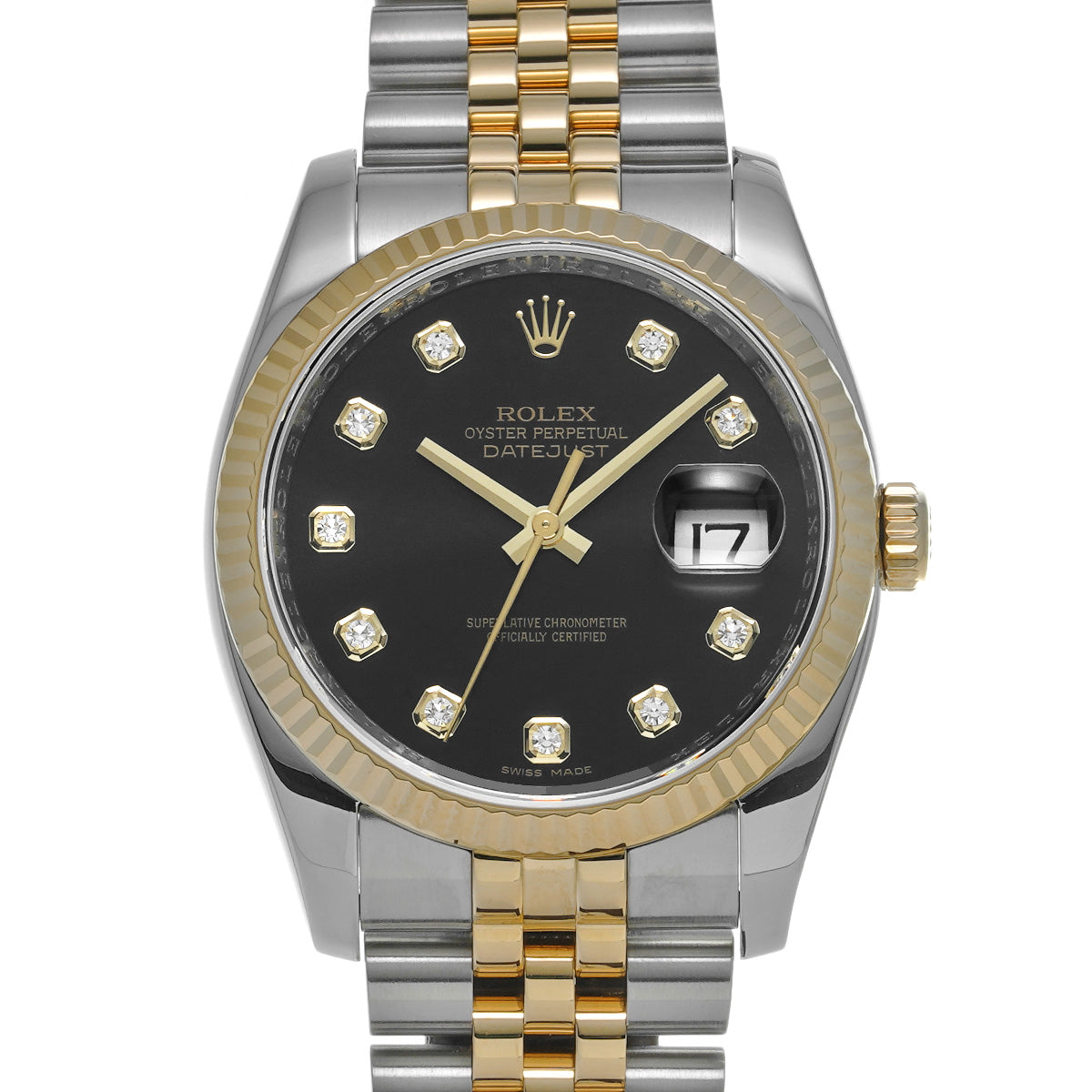 DATE JUST 116233G M (manufactured circa 2007) Black/Diamond ROLEX Men's [Pre-Owned].