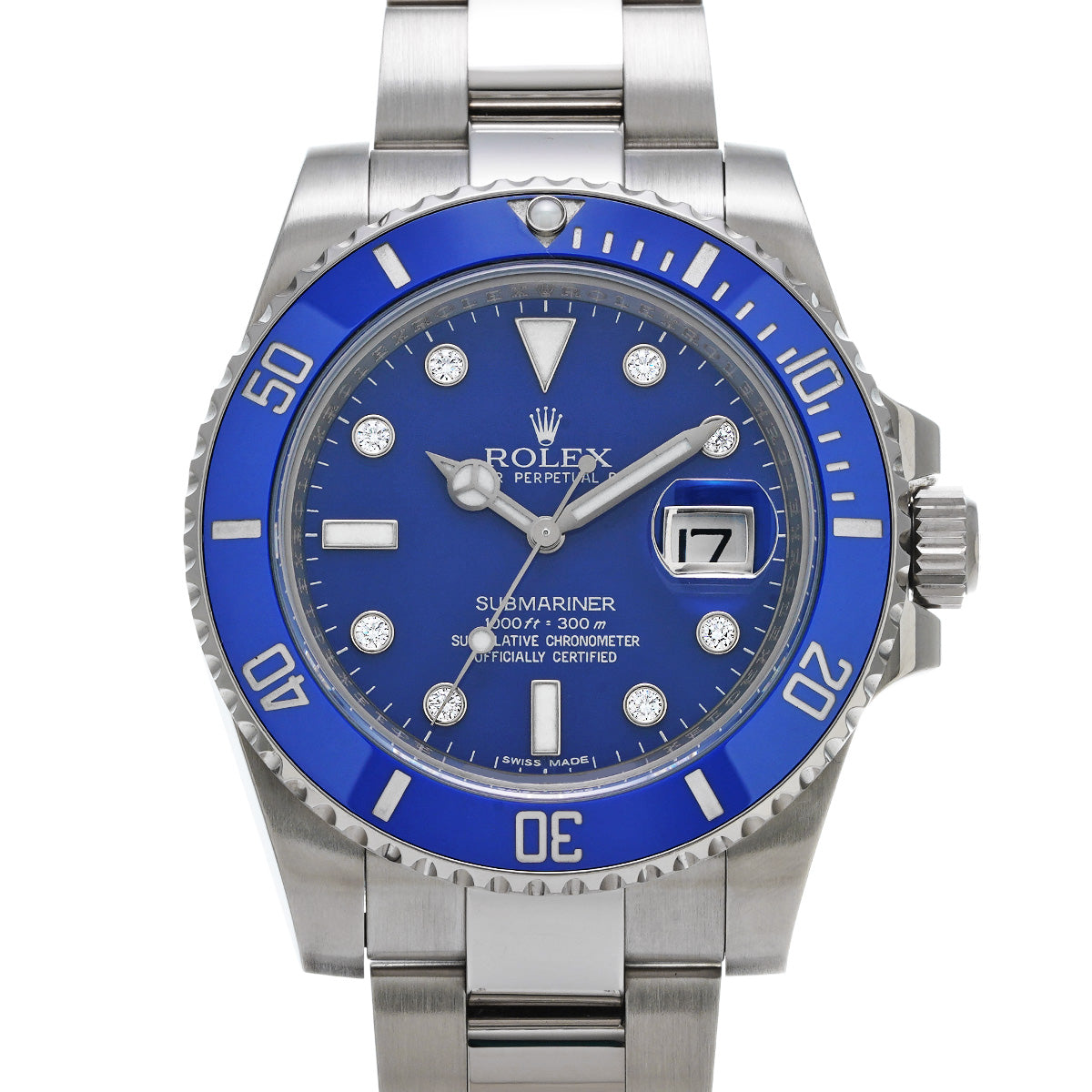 Submariner Date 116619GLB G (manufactured circa 2010) Blue/Diamond ROLEX Men's [Pre-Owned].