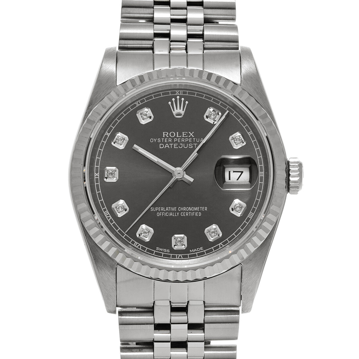 DATE JUST 16234G E (manufactured circa 1990) Black/Diamond ROLEX Men's [Pre-Owned].