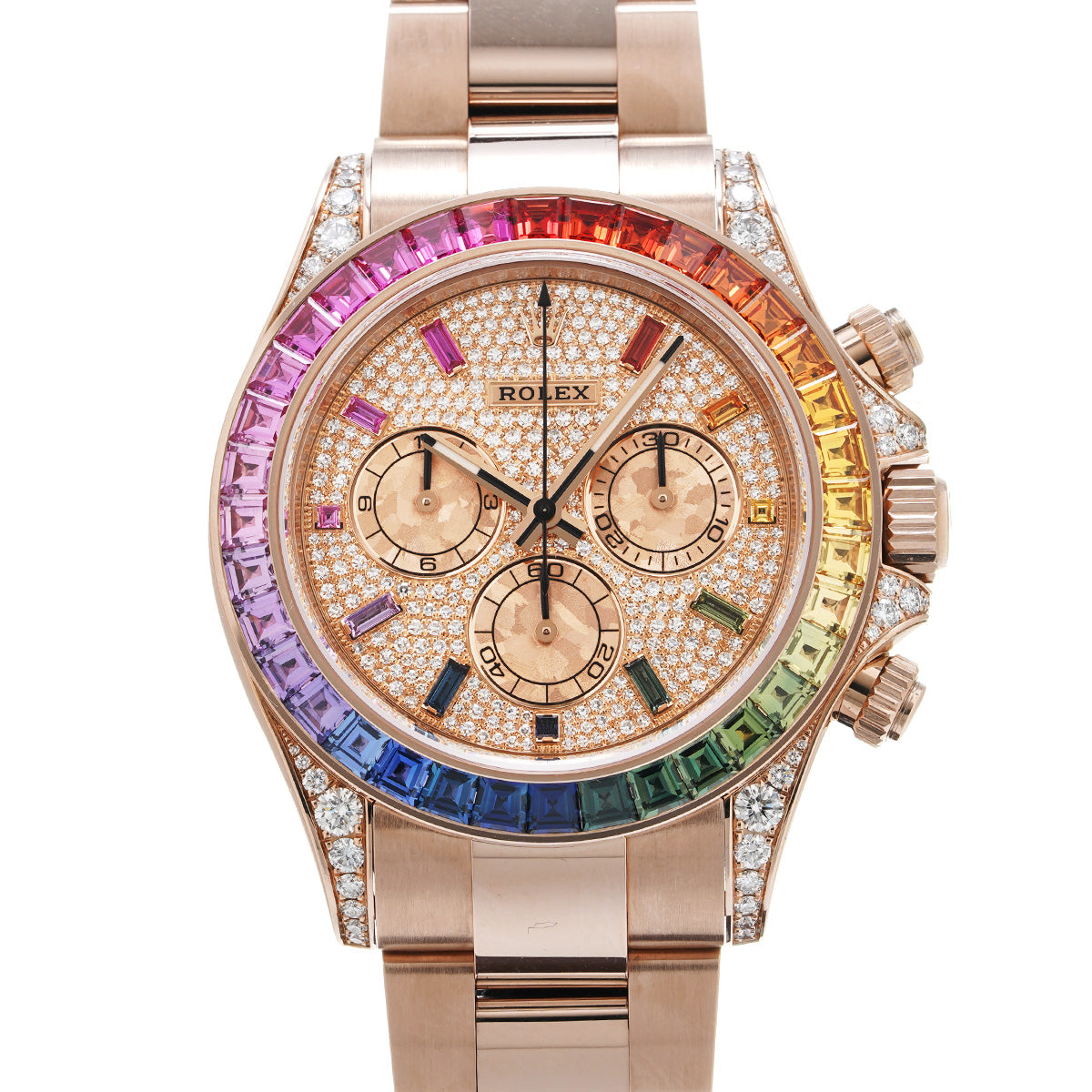 Cosmograph Daytona Rainbow 116595RBOW Random Serial Pav Diamond/Pink Gold Crystal/Sapphire ROLEX Men's [Used].