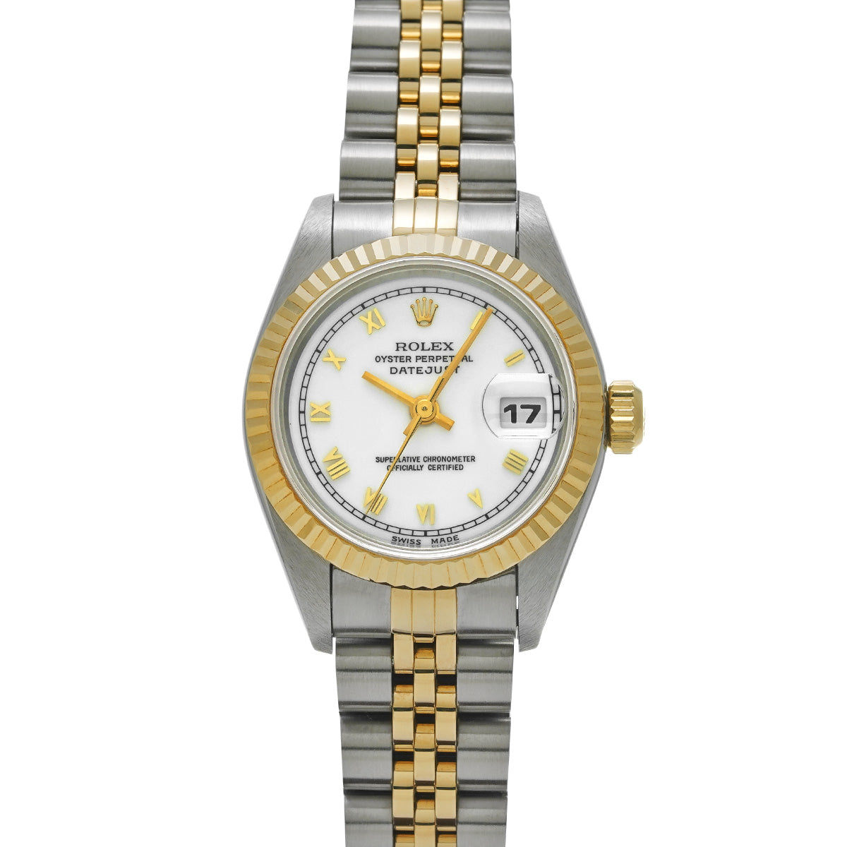 DATE JUST 69173 U (manufactured circa 1997) White ROLEX Ladies [Pre-Owned].