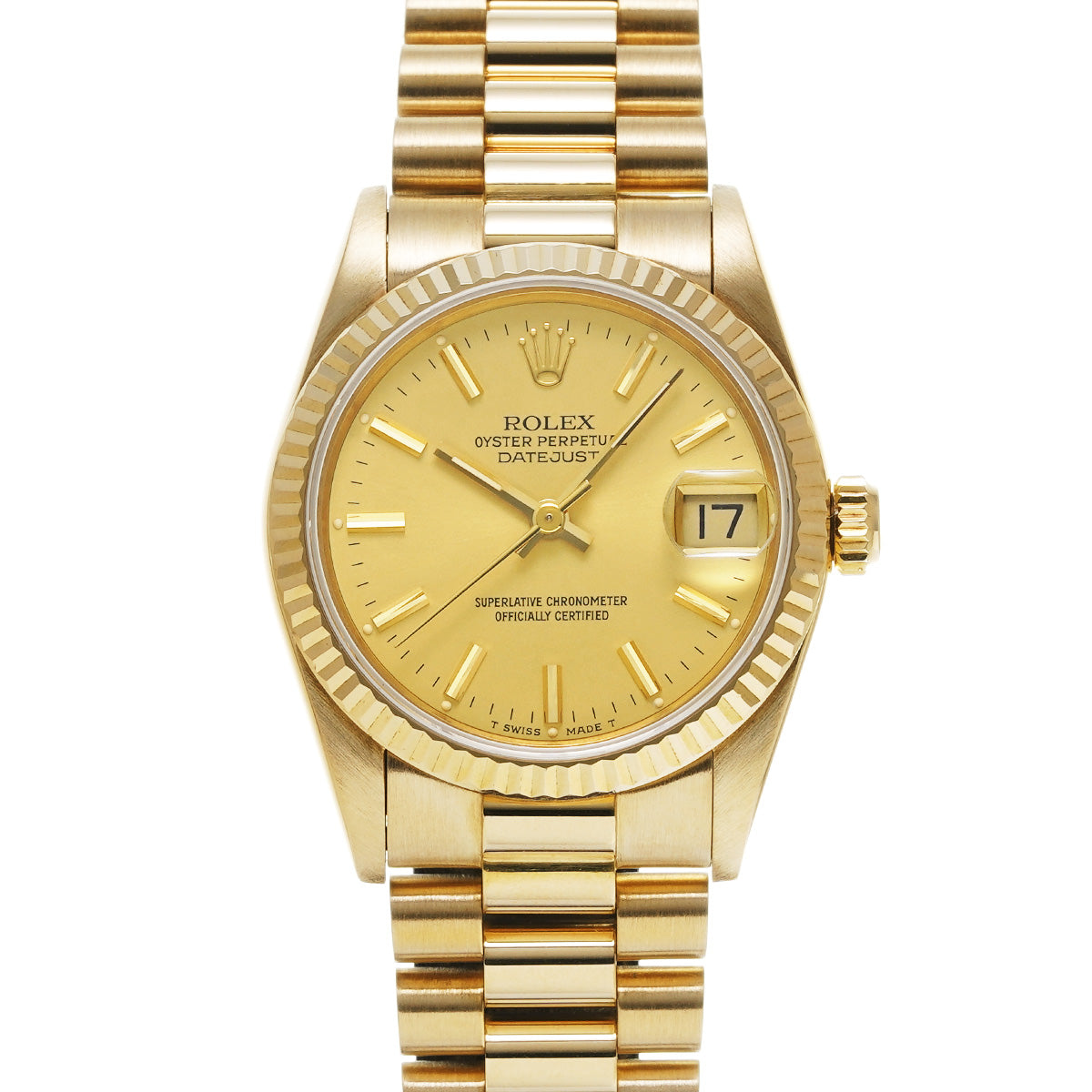 DATE JUST 68278G L (manufactured circa 1989) Champagne/Diamond ROLEX Unisex [Pre-Owned].