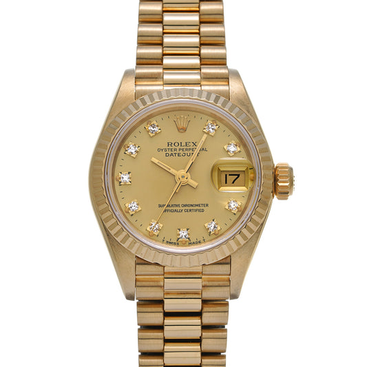 DATE JUST 69178G 91st (manufactured circa 1986) Champagne/Diamond ROLEX Ladies [Pre-Owned].