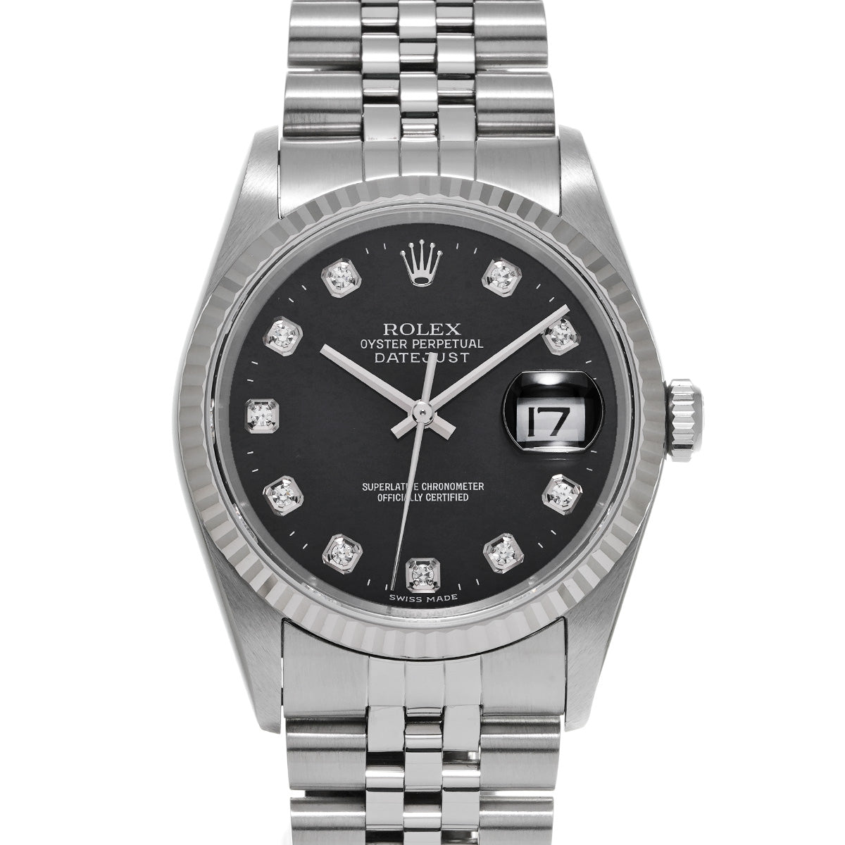 DATE JUST 16234G Y No. (manufactured circa 2003) Black/Diamond ROLEX Men's [Pre-Owned].