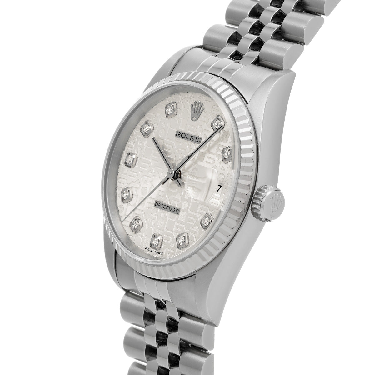 DATE JUST 16234G F (made around 2004) Silver Computer/Diamond ROLEX Men's [Pre-Owned].