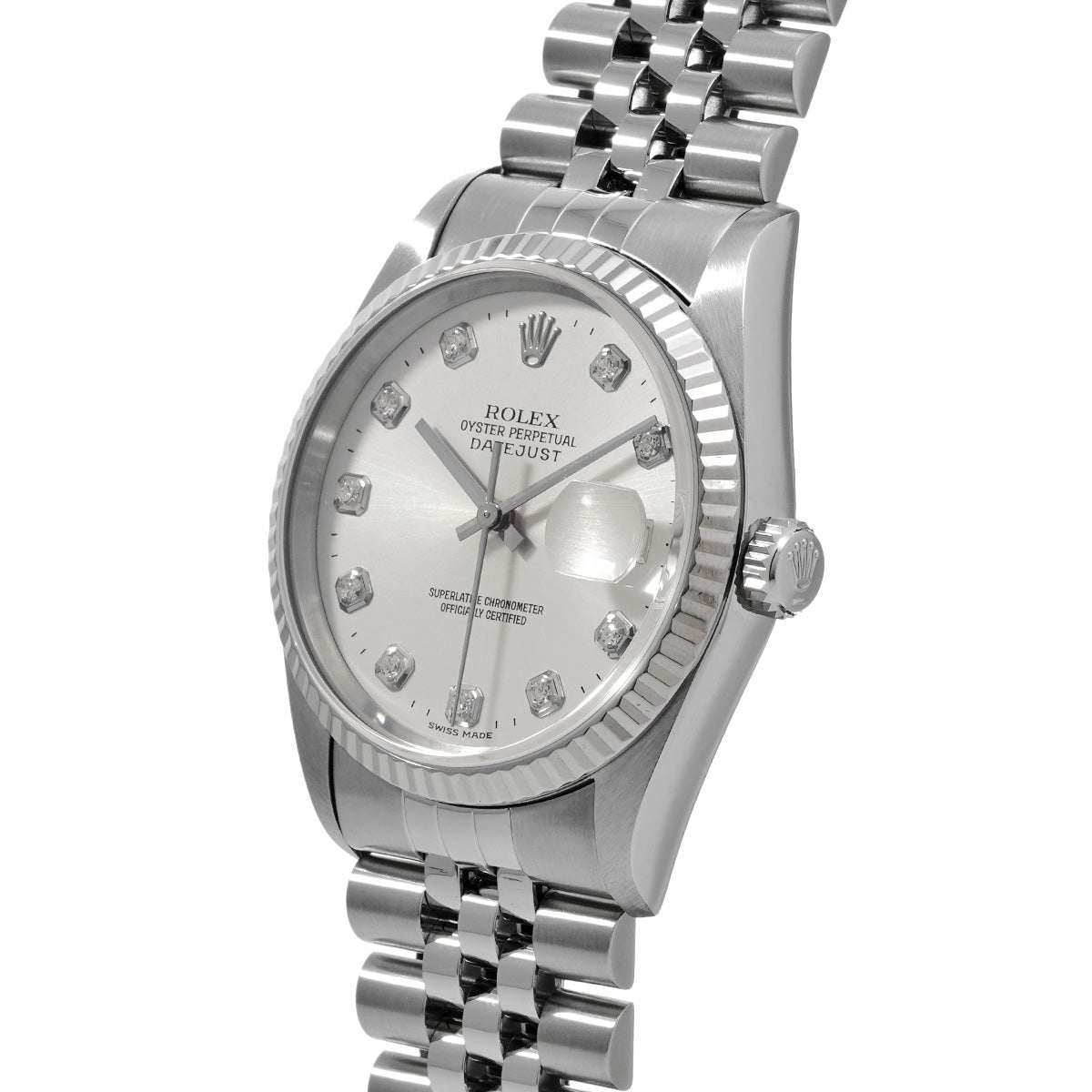 DATE JUST 16234G W (made around 1996) Silver/Diamond ROLEX Men's [Pre-Owned].