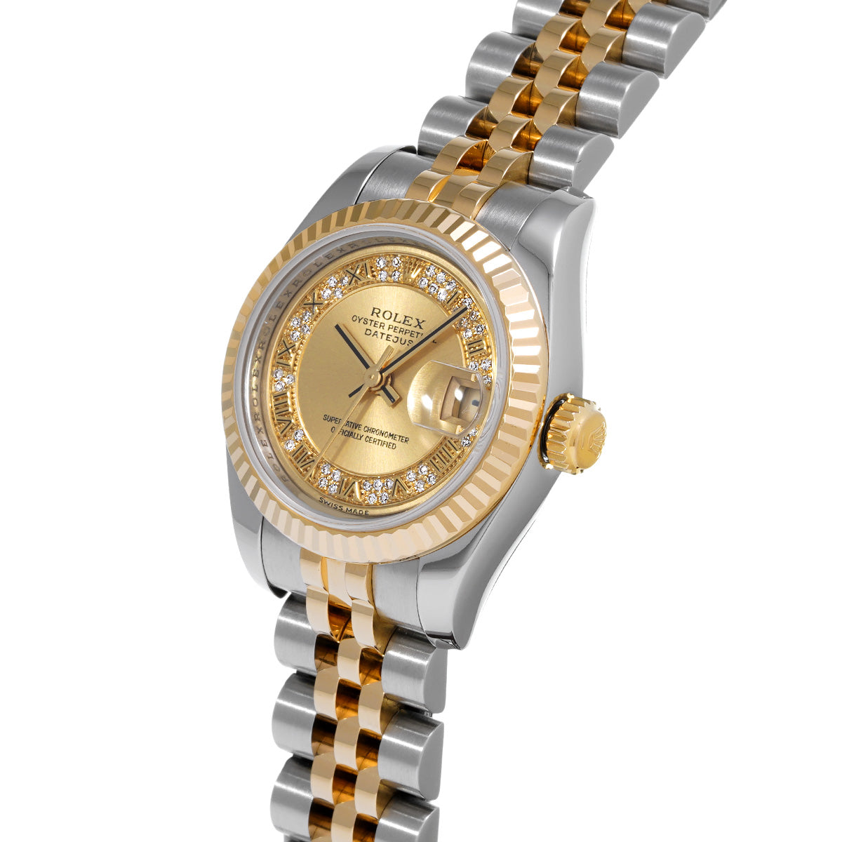 DATE JUST 179173 Z (manufactured circa 2006) Myriad Diamonds/Champagne ROLEX Ladies [Pre-Owned].