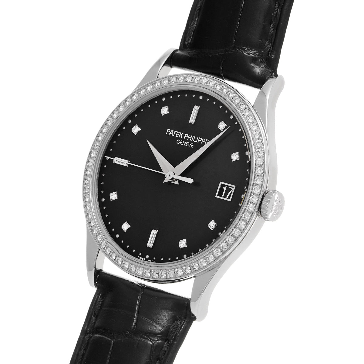 Calatrava 5297G-001 Black/Diamond PATEK PHILIPPE Men's [Pre-Owned].
