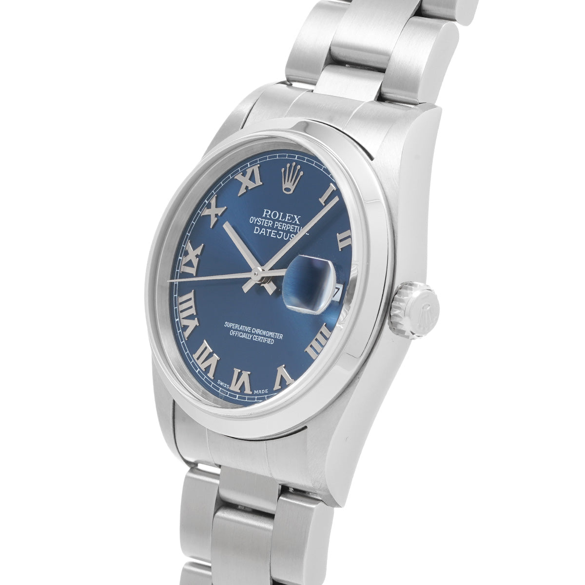DATE JUST 16200 K (manufactured circa 2001) Blue ROLEX Men's [Pre-Owned].