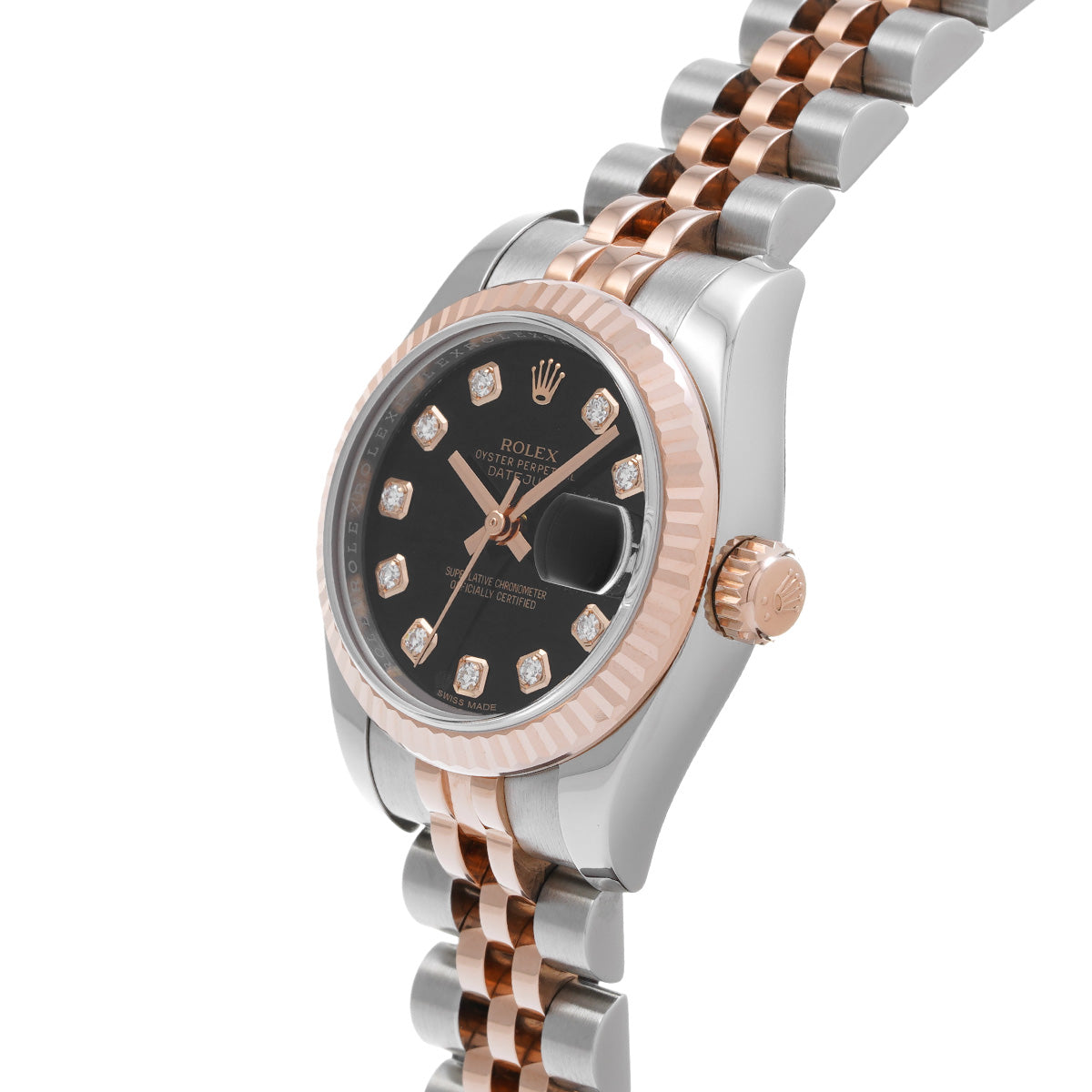 DATE JUST 179171G Black/Diamond ROLEX Ladies [Pre-Owned].