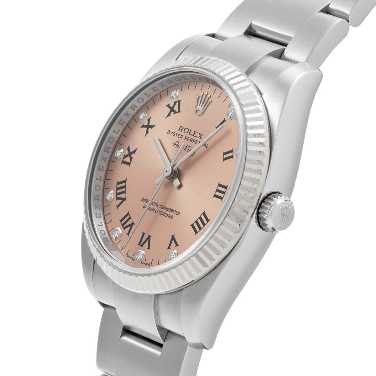Air-King 114234G Z (manufactured circa 2006) Pink/Diamond ROLEX Men's [Pre-Owned].