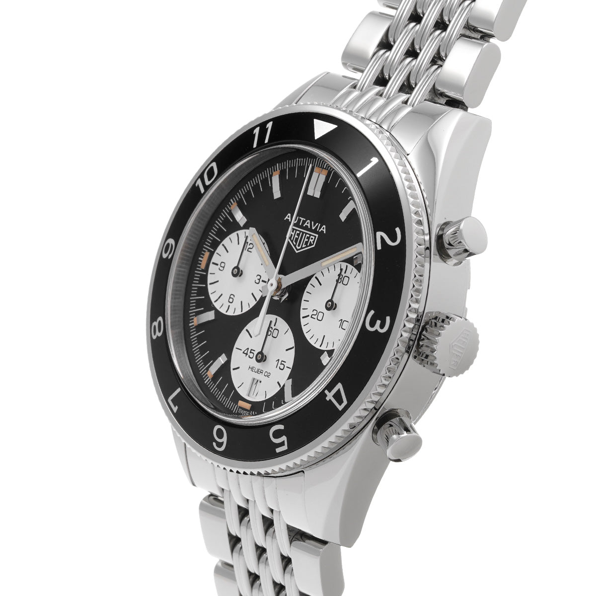 Autavia Heritage Calibre Heuer 02 Chronograph CBE2110.BA0687 Black/White TAG HEUER Men's [Pre-Owned]