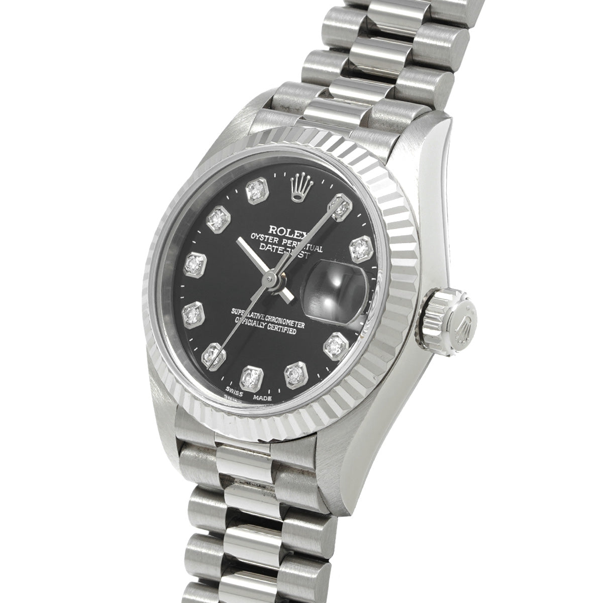 DATE JUST 79179G K (manufactured circa 2001) Black/Diamond ROLEX Ladies [Pre-Owned].