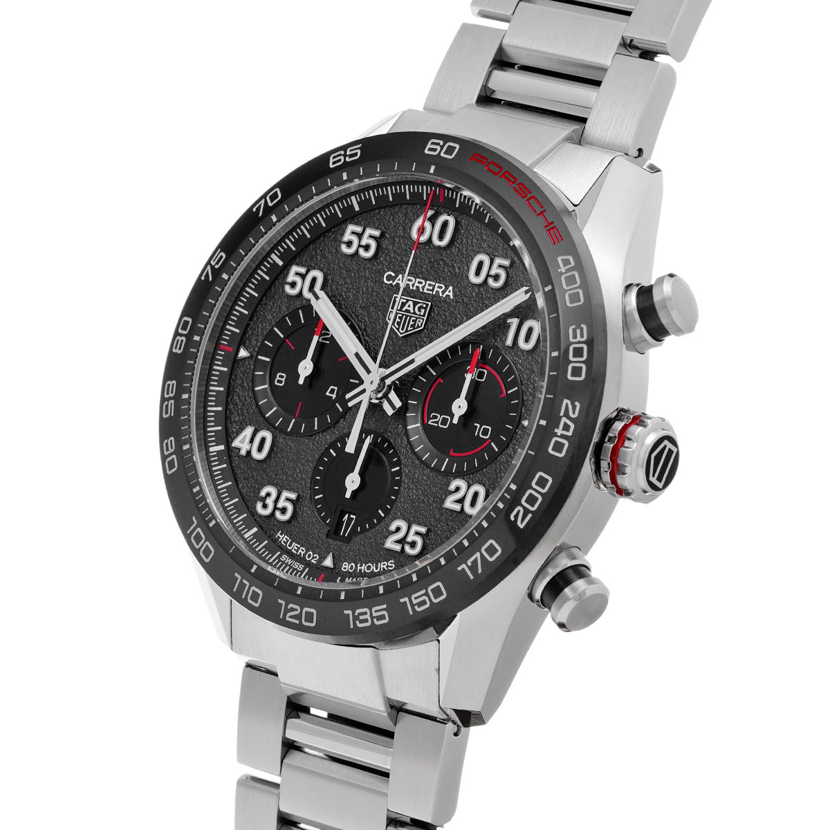 Carrera Calibre Heuer 02 Chronograph Porsche CBN2A1F.BA0643 Gray/Black TAG HEUER Men's [Pre-Owned].
