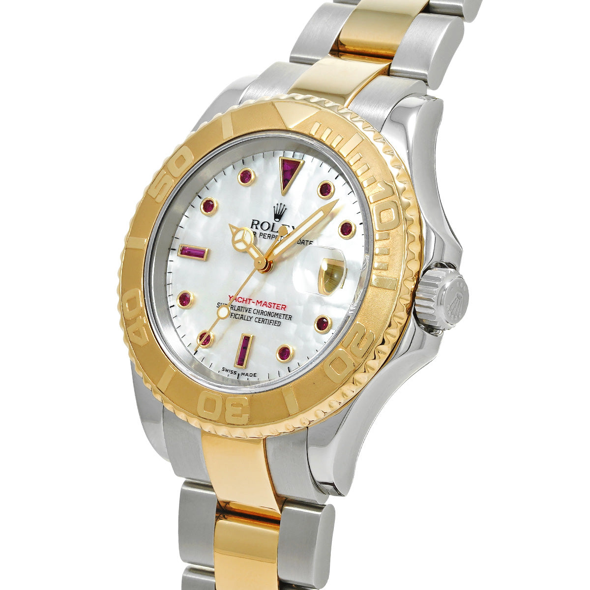 Yacht-Master 40 16623NGR F (manufactured circa 2004) White MOP/Ruby ROLEX Men's [Pre-Owned].