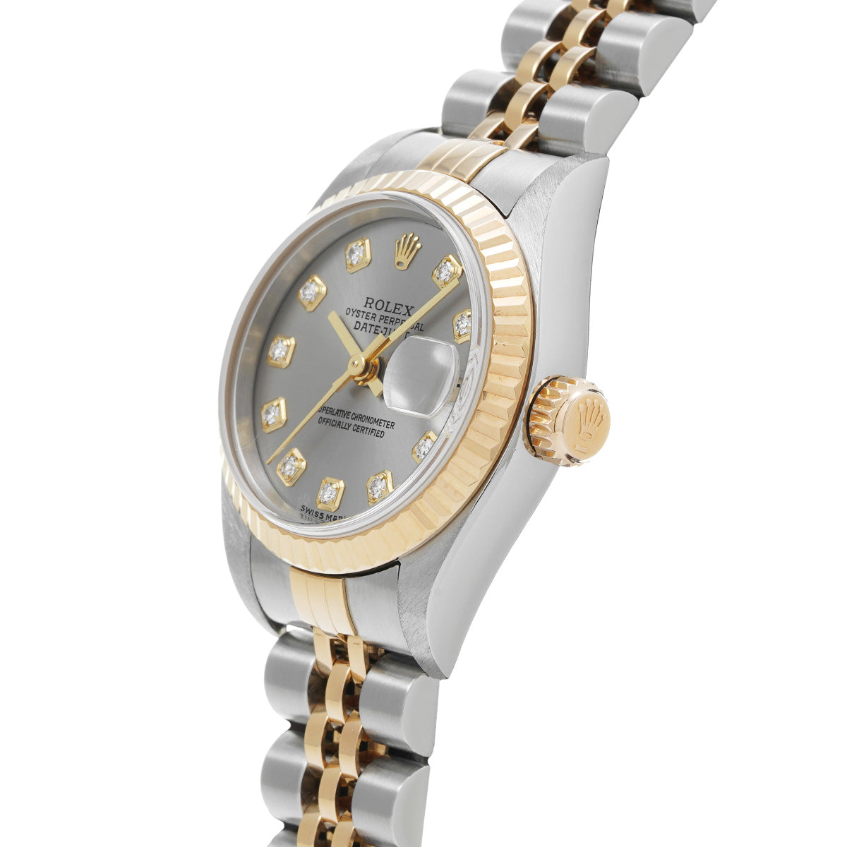 DATE JUST 79173G F (manufactured circa 2003) Gray/Diamond ROLEX Ladies [Pre-Owned].