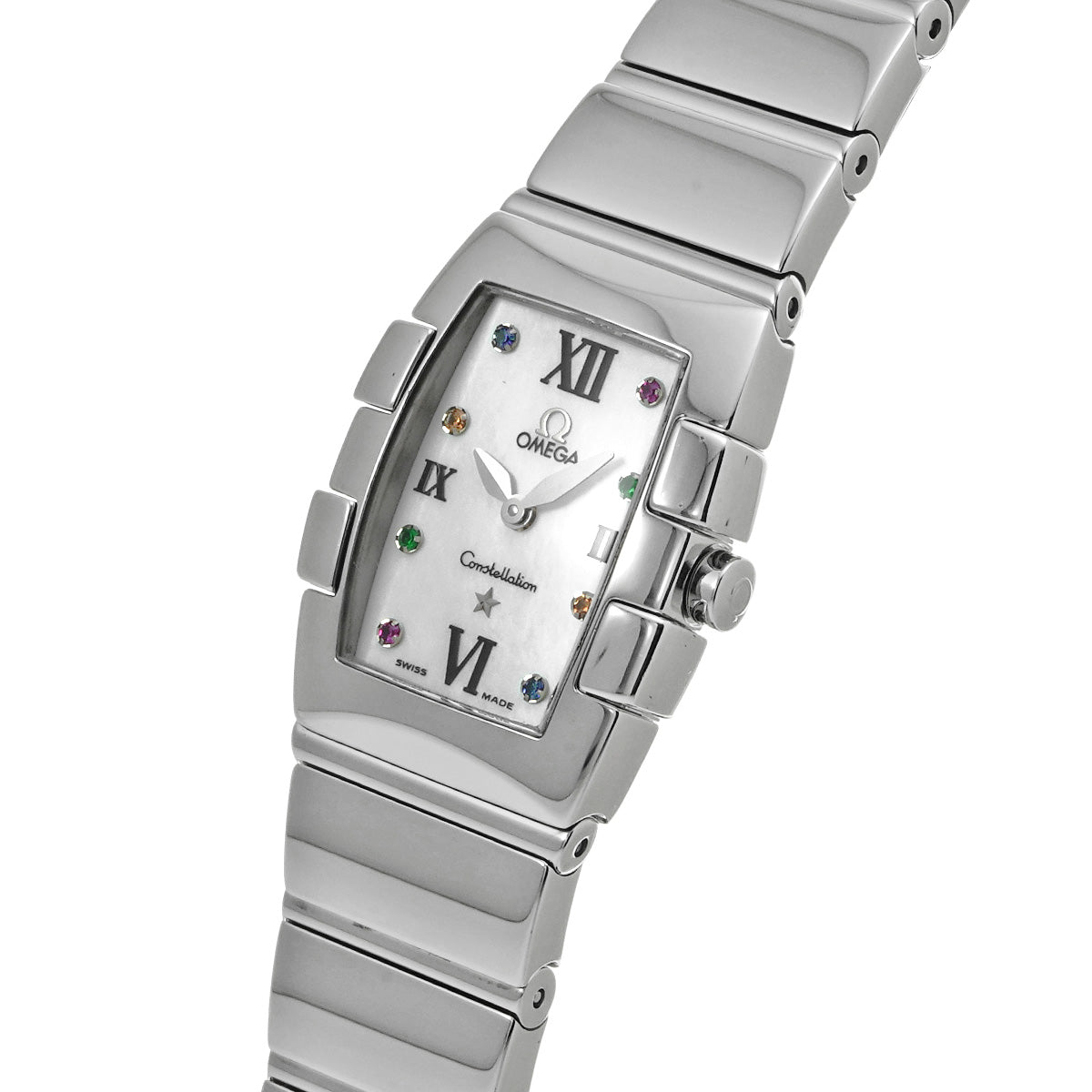 Constellation Mini Quadrera 1584.79.00 White MOP/Multicolor stones OMEGA Ladies [Pre-Owned].